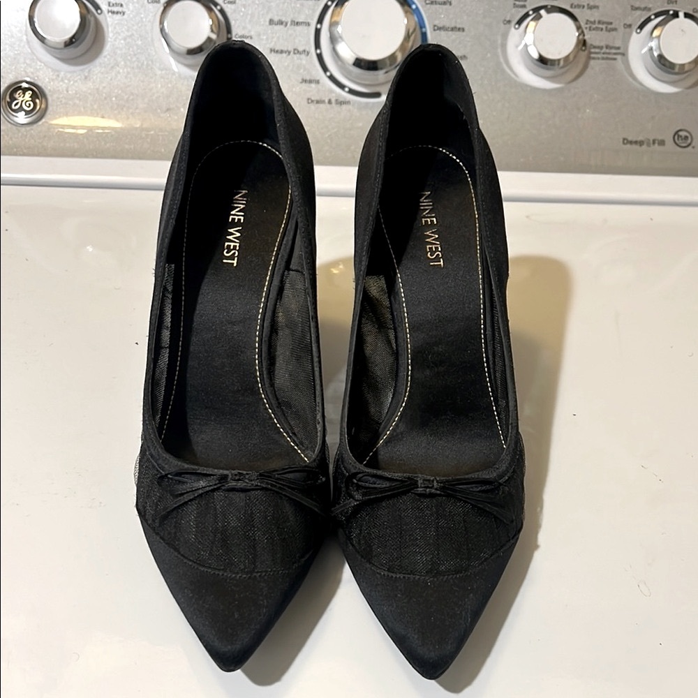 Nine West Black Heels with Bow Detail